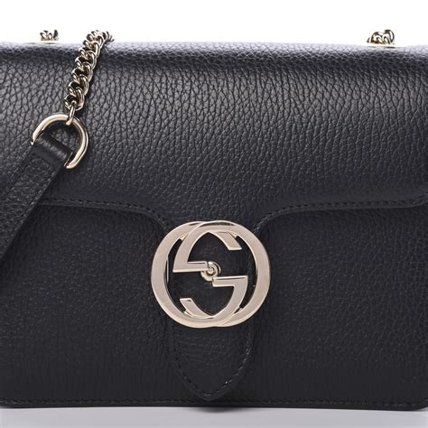 gucci dollar calfskin interlocking g shoulder bag black|GUCCI Dollar Calfskin Interlocking G Shoulder Bag .